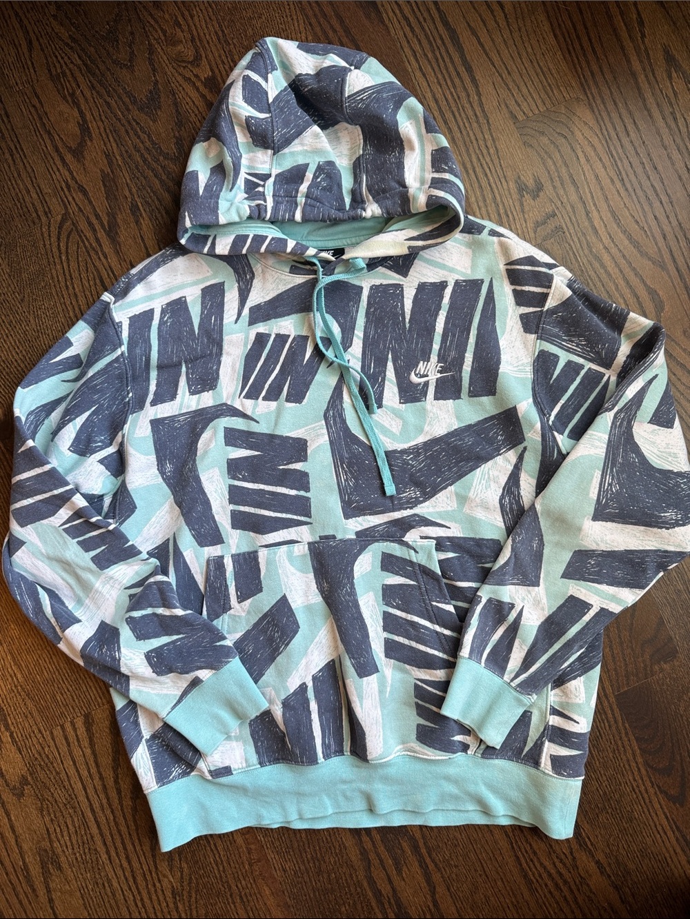 Nike Mint & Navy Abstract Graphic Pullover Hoodie